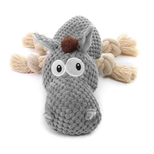 Corduroy Hippo Rope Plush Dog Toy