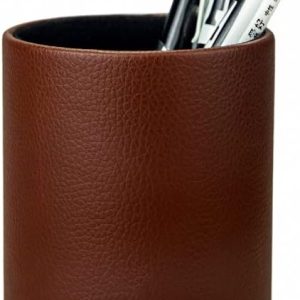PU Leather Pen Pencil Holder Desk Organizer  (3.3" x 3.3" x 4")