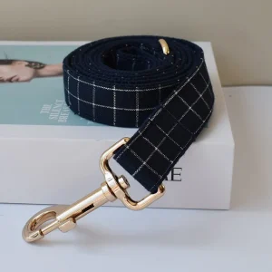 Navy Plaid Print Leash