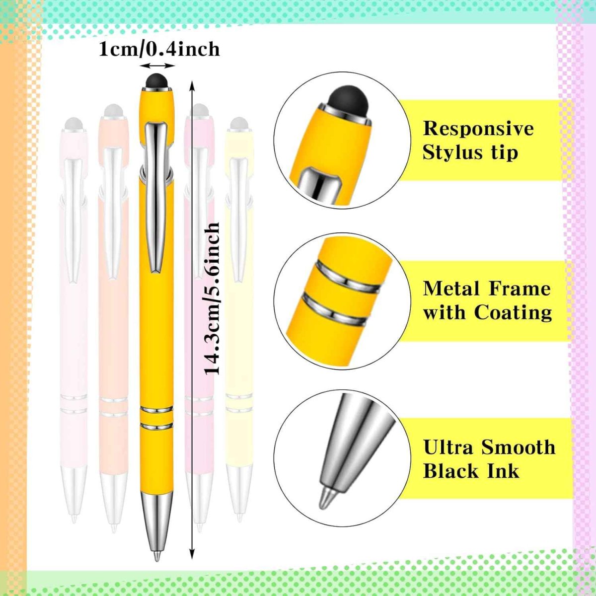 38Pcs Rubberized Ballpoint Pen with Stylus Tip for Touch Screen Devices - Bild 5