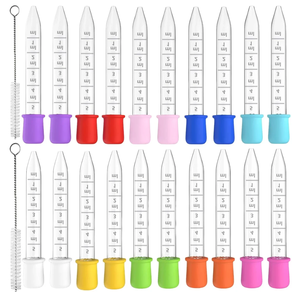 20 Pack 5ml Plastic Pipettes Dropper with Clean Brush - Bild 2