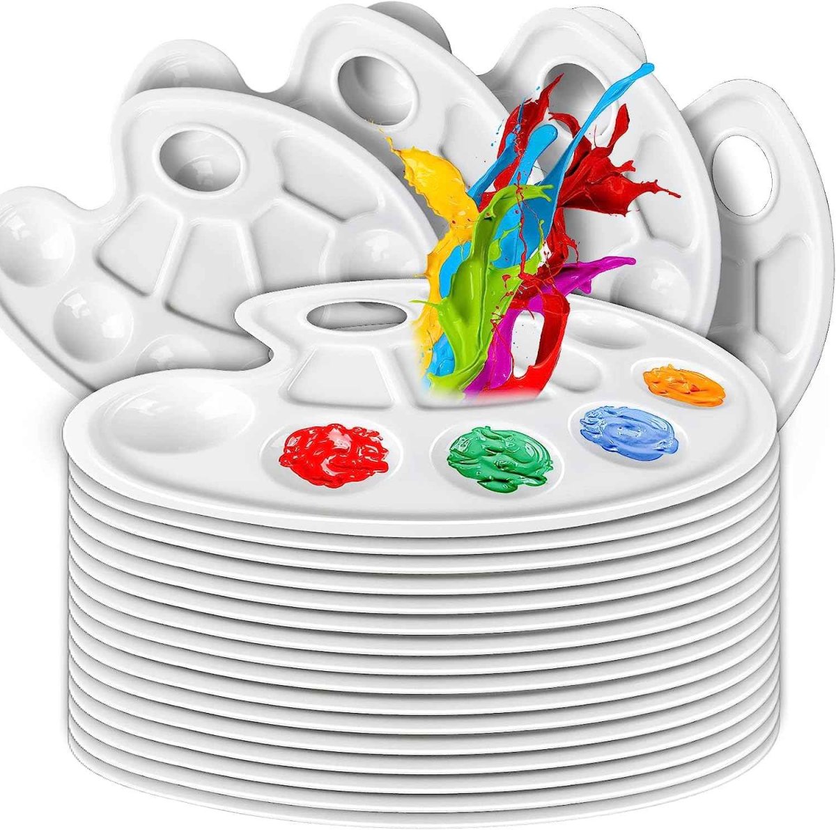 20Pcs Oval Paint Tray Palettes Plastic with Thumb Hole - Bild 4