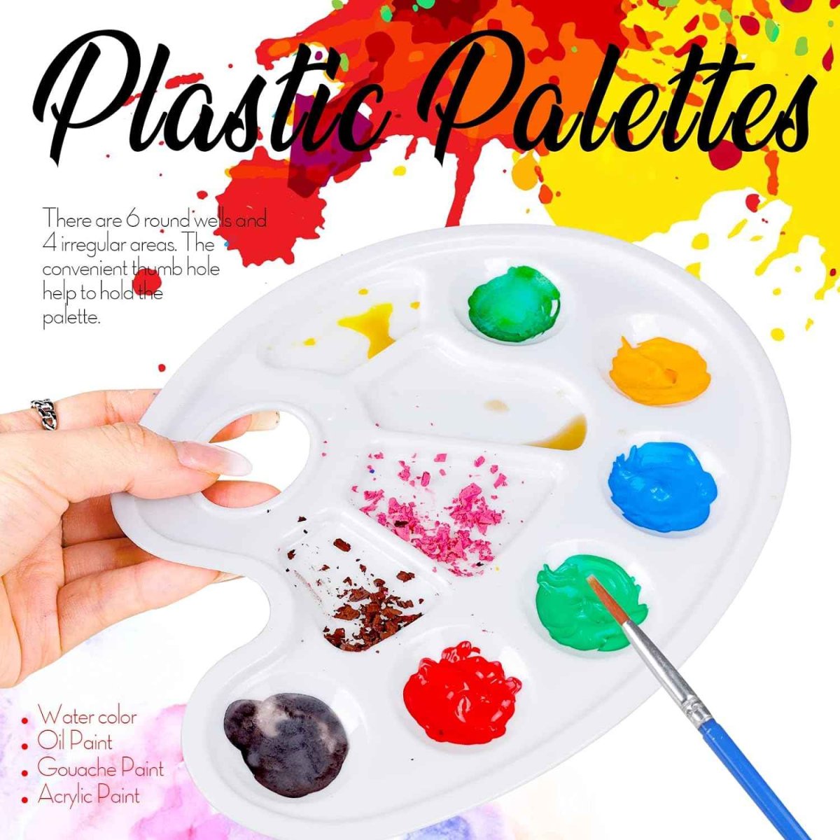 20Pcs Oval Paint Tray Palettes Plastic with Thumb Hole - Bild 6
