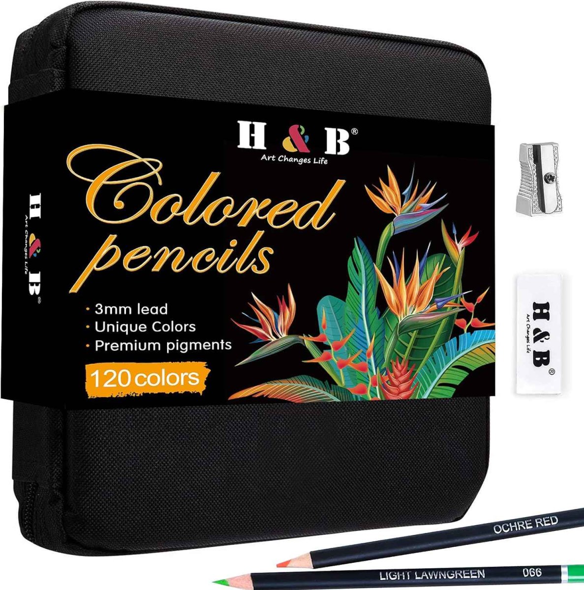 H&B 120 Colored Pencils Kit Oil Based with Zipper Storage Case - Bild 2