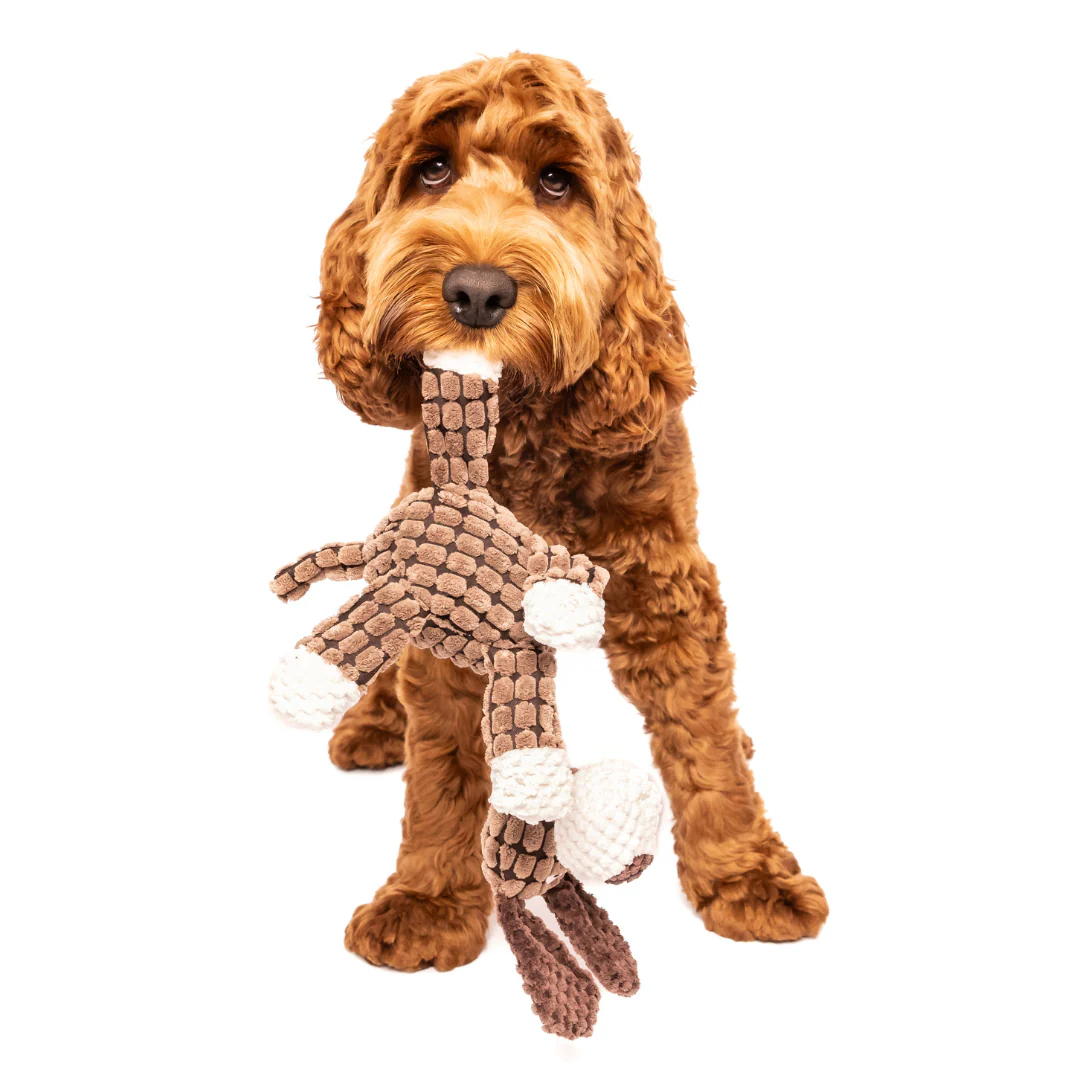 Cosy Corduroy Animal Rope Neck Plush Dog Toy - Bild 8