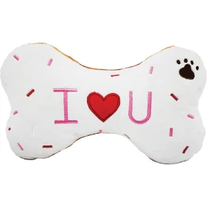 Heartfelt Bone Squeaky Plush Dog Toy