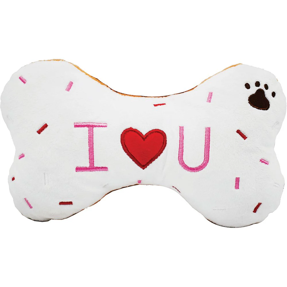 Heartfelt Bone Squeaky Plush Dog Toy - Bild 2