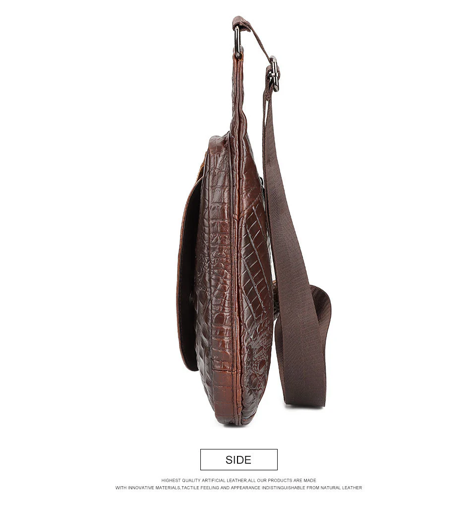 Men's Genuine Leather Chest Sling Bag,Alligator Pattern Triangle - Bild 8