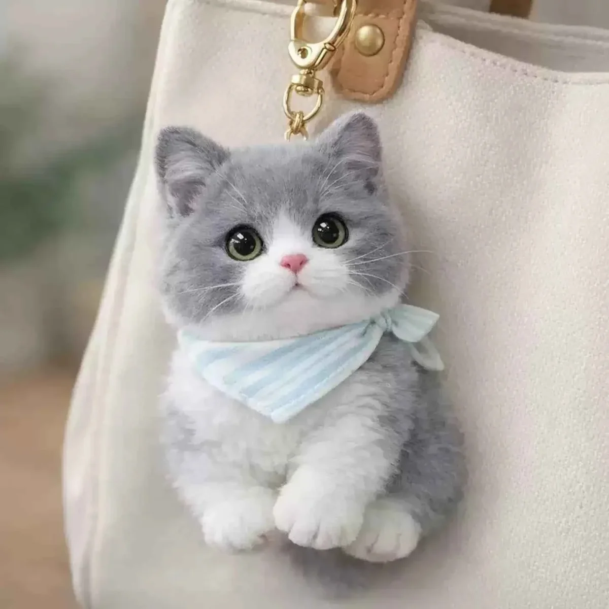Blue Cat Plush Keychain with Scarf - Bild 3