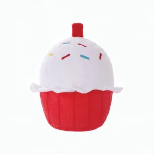 Super Ball Cupcake Plush Dog Toy with Big Squeaker Ball